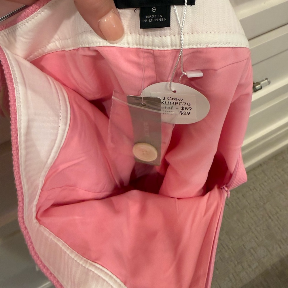 J. Crew Pink Textured High-Rise Shorts with Contrast Trim - Picture 5 of 5